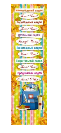 Закладка шпаргалка 40х160мм Падежи