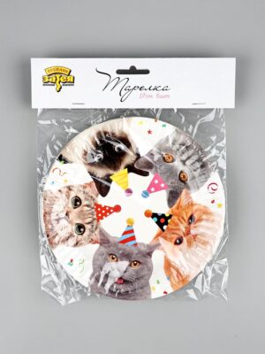 Тарелка бумажная Котики ( 6шт), 17см