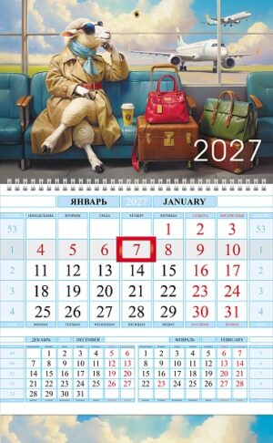 Календарь квартальный 1-блоч. на 1 гребне 2027г Соло-Люкс Знак Года Путешественница