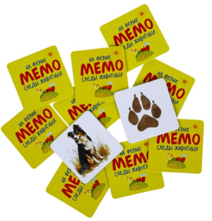 Игра настольная МЕМО 36 карточек Следы животных На ферме