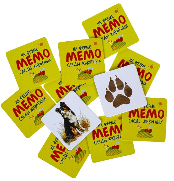 Игра настольная МЕМО 36 карточек Следы животных На ферме