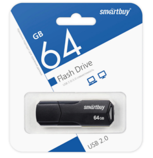 Флеш-диск 64 GB SMARTBUY Clue USB 2.0, черный