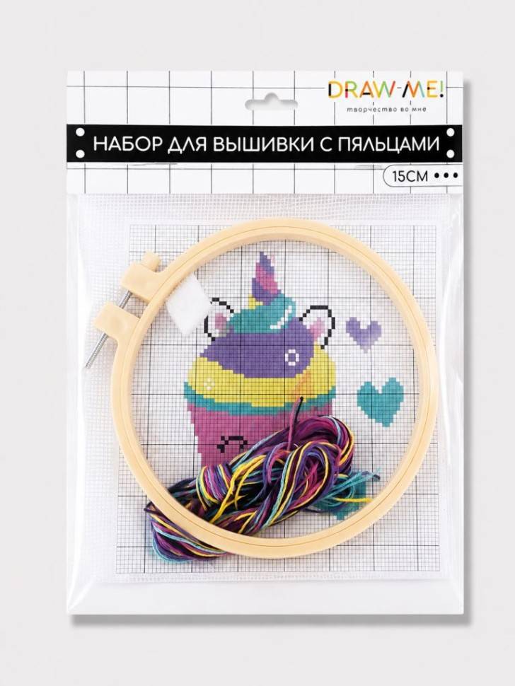 Набор для вышивки с пяльцами Draw Me! Кексик, 15 см