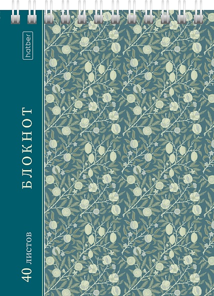 Блокнот 40л. А6 Hatber Флора, на гребне, клетка