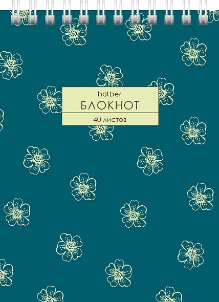 Блокнот 40л. А6 Hatber Флора, на гребне, клетка