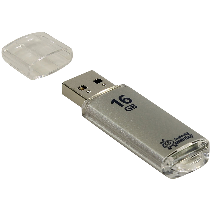 Флеш-диск 16 GB SMARTBUY V-Cut USB 2.0, серебристый