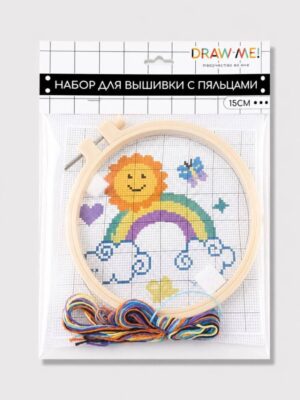 Набор для вышивки с пяльцами Draw Me! Радуга, 15 см