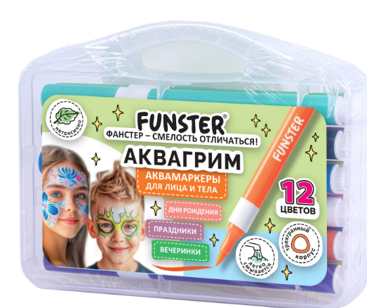 Аквагрим аквамаркеры для лица и тела FUNSTER 12 цветов