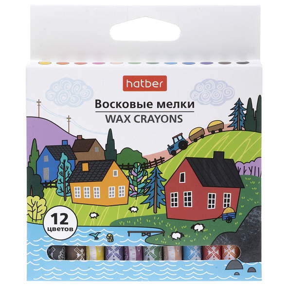 Мелки восковые Hatber Арт Тайм 12цв. круглый корпус