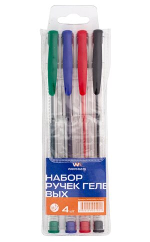 Набор ручек гелевых  4цв. Workmate