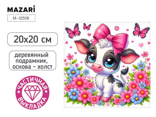 Алмазная мозаика 20х20см Коровка