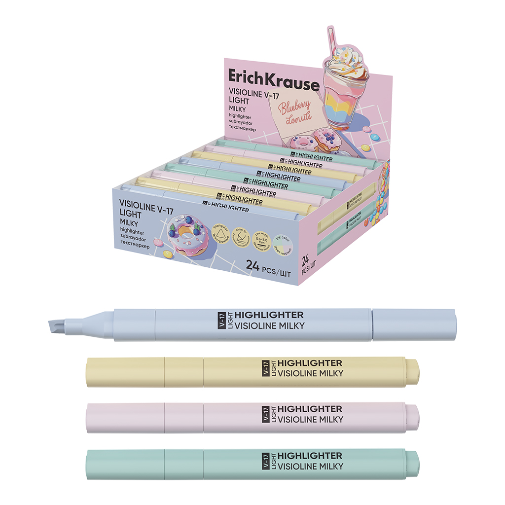 Выделитель текста Erich Krause Visioline V-17 Light Milky ассорти