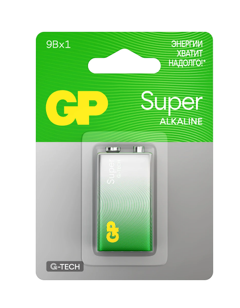 Батарейка крона GP Super G-Tech (6LR61, 6LF22, 1604A), алкалиновая BC1