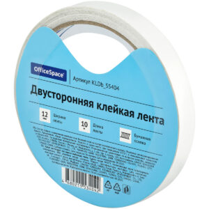 Скотч 12мм х10м двусторонний бумажная основа OfficeSpace