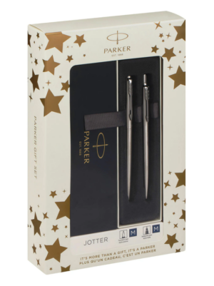 Набор PARKER Jotter Stainless Steel GT, шариковая ручка синяя и перьевая ручка синяя